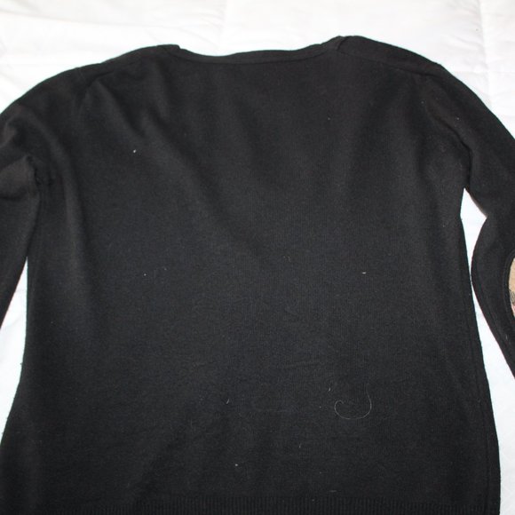 BURBERRY LONDON BLACK CARDIGAN WITH NOVA CHECK ELBOW PATCH SIZE S - Picture 7 of 9